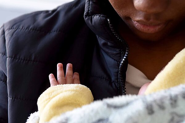 Mom holding baby